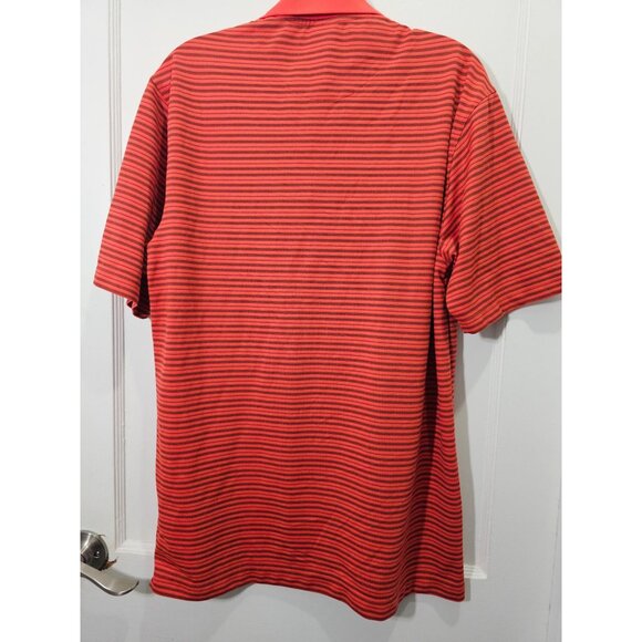 Nike Men's Red Orange/Black Dri-Fit UV Striped Polo Shirt M - Picture 6 of 7